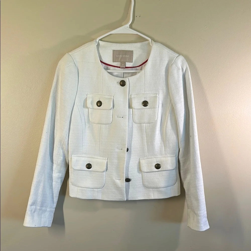 Banana Republic White Textured Blazer - Picture 3 of 10